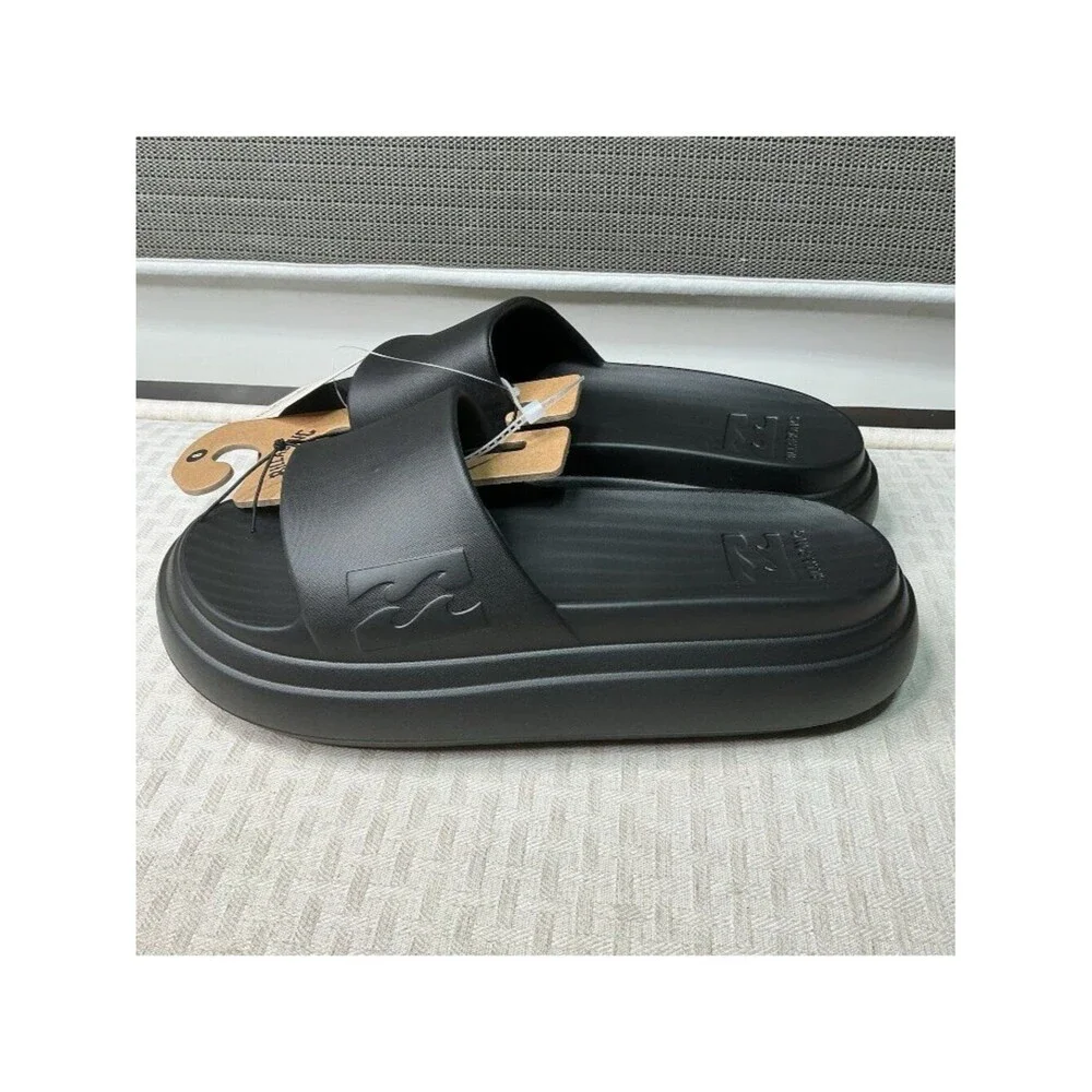 Billabong Women Size 8 Black Platform Cushion Slides Sandal Comfort Shoe NEW
